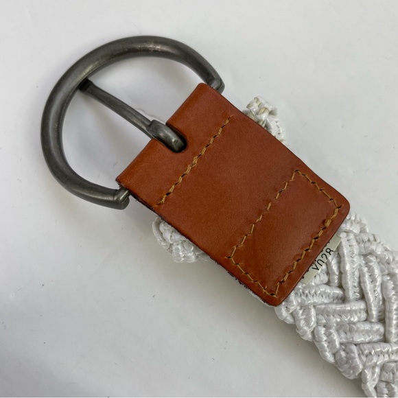 White Stretch Braided Raffia Seagrass Belt - Picture 10 of 12